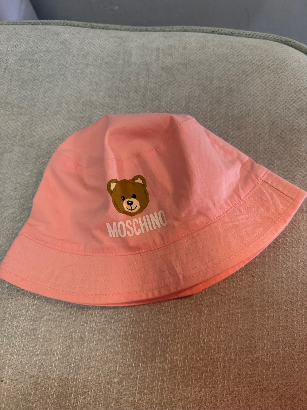 Moschino Coral Pink Teddy Bear Bucket Hat